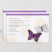 紫と白のバタフライクール結婚式招待状 招待状 (正面/裏面)