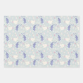 紫と白のバニーラビットイースター ラッピングペーパーシート (正面)