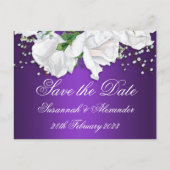 紫と白のバラは日付を保存 案内ポストカード (正面)