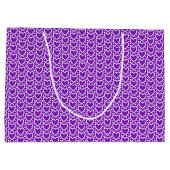 紫と白のバレンタインデーハート ラージペーパーバッグ (裏面)