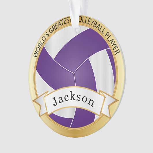 紫と白のバレーボール5| DIY名 オーナメント (正面)