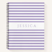 紫と白のパタストライプのーン名ノートブック ノートブック (正面)