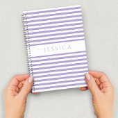 紫と白のパタストライプのーン名ノートブック ノートブック