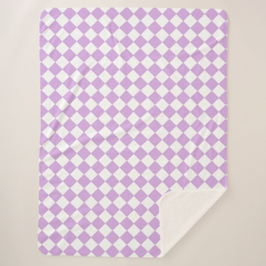 紫と白のパタ市松模様にーン シェルパブランケット (正面)