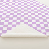 紫と白のパタ市松模様にーン シェルパブランケット (3/4)