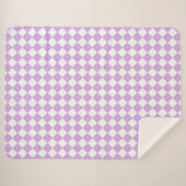 紫と白のパタ市松模様にーン シェルパブランケット (正面(横))