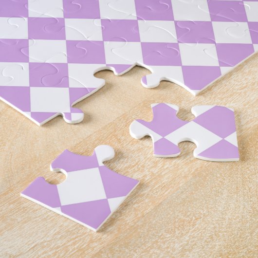 紫と白のパタ市松模様にーン ジグソーパズル (側面)