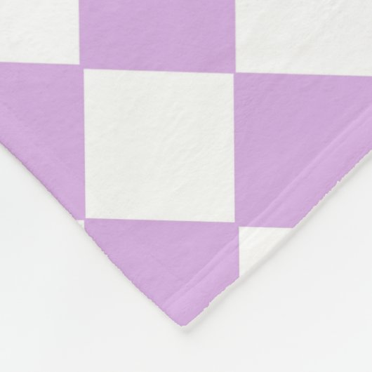 紫と白のパタ市松模様にーン フリースブランケット (角)