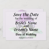 紫と白のパンジー セーブザデート (正面/裏面)