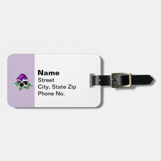 紫と白のパンジー ラゲッジタグ (正面横)