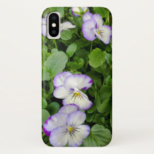 紫と白のパンジー iPhone X ケース