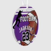 紫と白のパーソナライズ·フットボール オーナメント (正面)