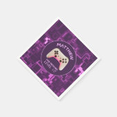 紫と白のビデオゲームコントローラ スタンダードカクテルナプキン (角)