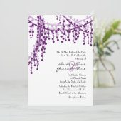 紫と白のビーズ付き結婚式招待状 招待状 (スタンド正面)
