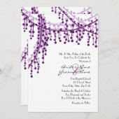 紫と白のビーズ付き結婚式招待状 招待状 (正面/裏面)
