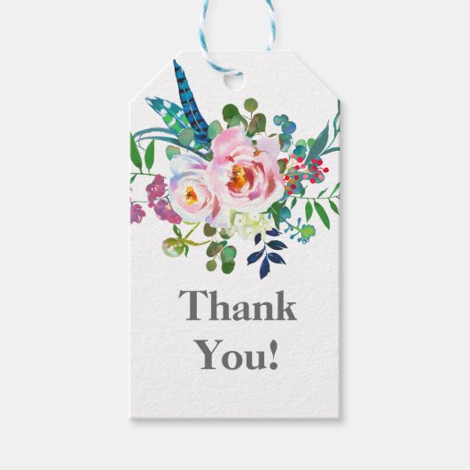 紫と白のフローラあなた感謝していギフトラベル ギフトタグ (正面)