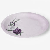 紫と白のフローラの結婚緑 ペーパープレート (アングル)