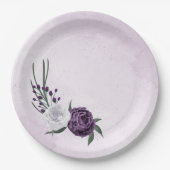 紫と白のフローラの結婚緑 ペーパープレート (正面)