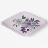 紫と白のフローラの結婚緑 ペーパープレート (傾斜あり)