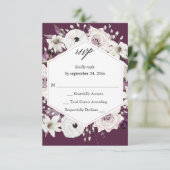紫と白のフローラの食事なしRSVP VER – 紫 出欠カード (スタンド正面)