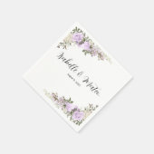 紫と白のフローラカスタムウェディング スタンダードカクテルナプキン (角)