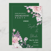 紫と白のフローラグリーン婚約パーティ 招待状 (正面/裏面)