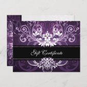 紫と白のフローラスワールのギフト証明書 ポストカード (正面/裏面)