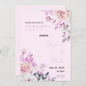 紫と白のフローラピンク婚約パーティ 招待状 (正面/裏面)