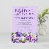 紫と白のフローラブライダルシャワー招待状 招待状 (スタンド正面)