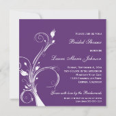 紫と白のフローラブライダルシャワー招待 招待状 (裏面)