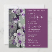 紫と白のフローラブライダルシャワー招待 招待状 (正面)