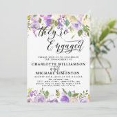 紫と白のフローラ婚約発表 招待状 (スタンド正面)