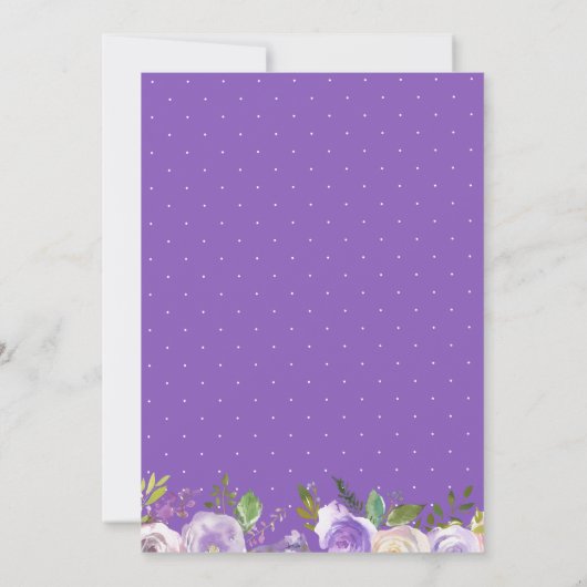 紫と白のフローラ婚約発表 招待状 (裏面)