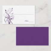 紫と白のフローラ座席表 プレイスカード (正面/裏面)