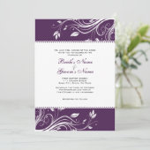紫と白のフローラ旋回結婚式招待状 招待状 (スタンド正面)