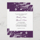 紫と白のフローラ旋回結婚式招待状 招待状 (正面/裏面)