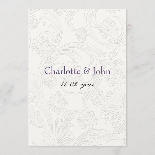 紫と白のフローラ春の結婚式 メニュー (裏面)