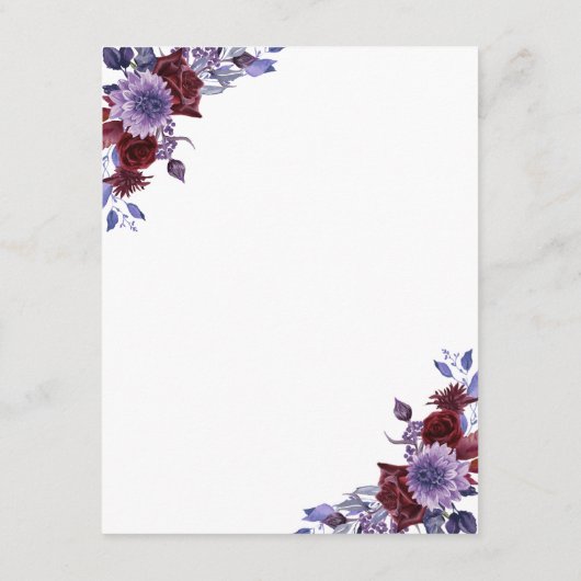 紫と白のフローラ結婚のエンクロージャカード エンクロージャーカード (裏面)