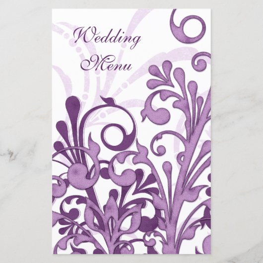 紫と白のフローラ結婚のメニューカード (裏面)