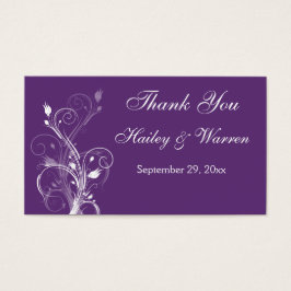 紫と白のフローラ結婚式の引き出物ラベル