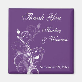 紫と白のフローラ結婚式の引き出物磁石 マグネット