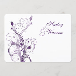 紫と白のフローラ結婚式招待状2 招待状