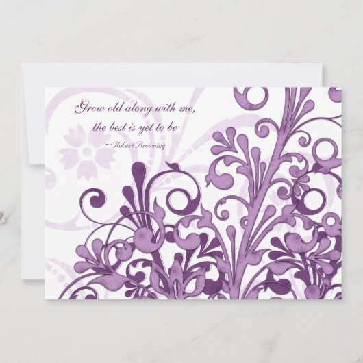 紫と白のフローラ結婚式招待状 招待状 (裏面)