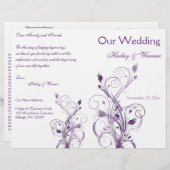 紫と白のフローラ結婚式 プログラム (正面/裏面)