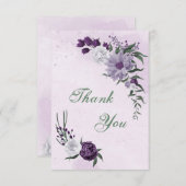 紫と白のフローラ サンキューカード (正面/裏面)