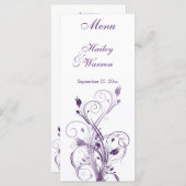 紫と白のフローラ・メニュー・カード メニュー (正面/裏面)