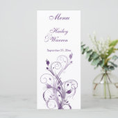 紫と白のフローラ・メニュー・カード メニュー (スタンド正面)