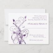 紫と白のフローラRSVPカード 招待状 (裏面)