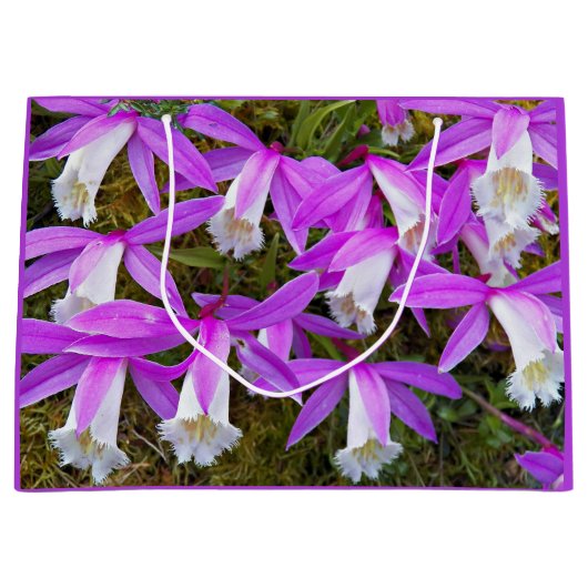 紫と白のプレヨネランのフローラ ラージペーパーバッグ (正面)