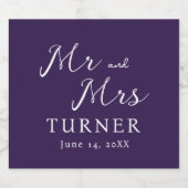 紫と白のミセス結婚ズ スパークリングワインラベル (シングルラベル)